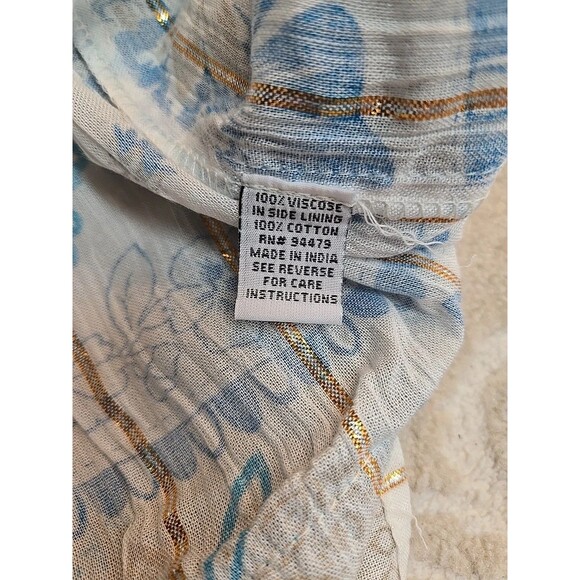 Me 2 Magic Anthropologie Sz M Blue White Gold Tiered Sleeveless Dress Sz L NWT - Picture 4 of 5